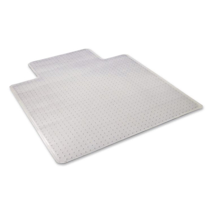 Studded Chair Mat for Flat Pile Carpeted Floors, Rectangular with Wide Lip, Straight Edges, 45" x 53", Clear