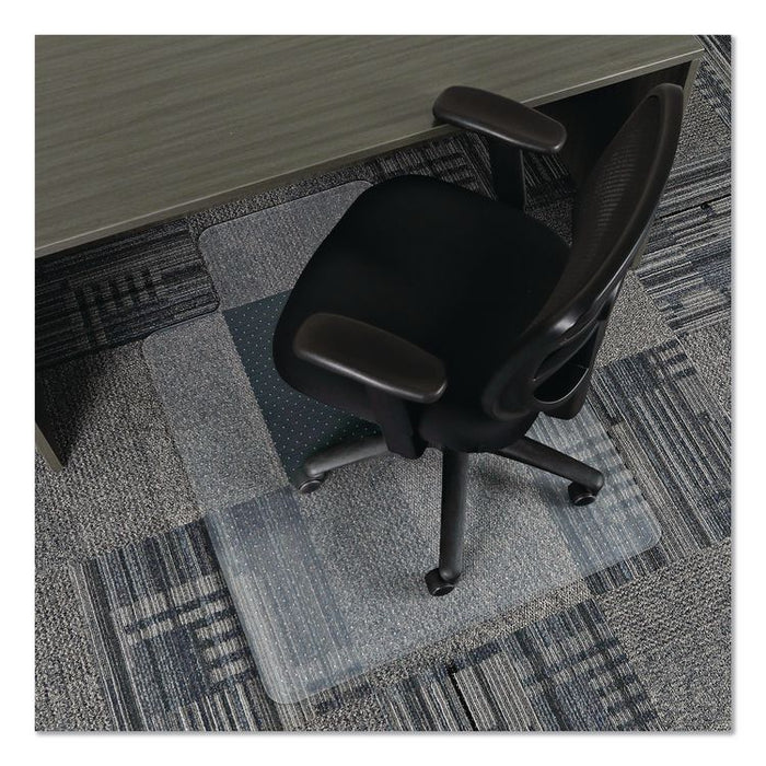 Studded Chair Mat for Flat Pile Carpeted Floors, Rectangular with Lip, Straight Edges, 36" x 48", Clear
