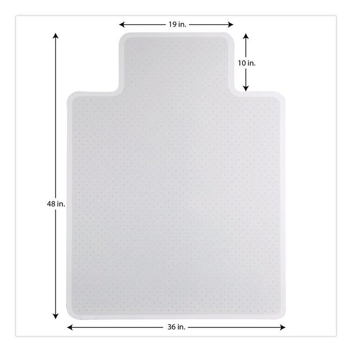 Studded Chair Mat for Flat Pile Carpeted Floors, Rectangular with Lip, Straight Edges, 36" x 48", Clear