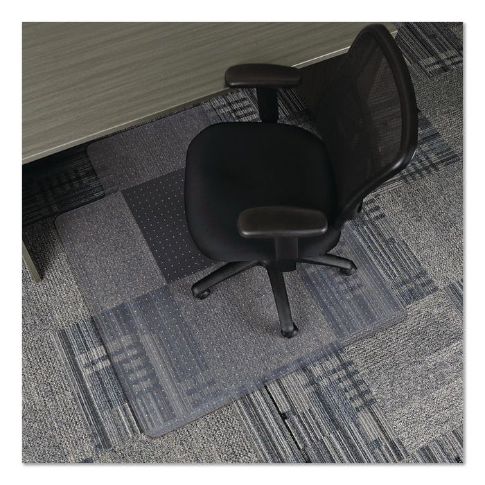 Studded Chair Mat for Flat Pile Carpeted Floors, Rectangular with Wide Lip, Straight Edges, 45" x 53", Clear