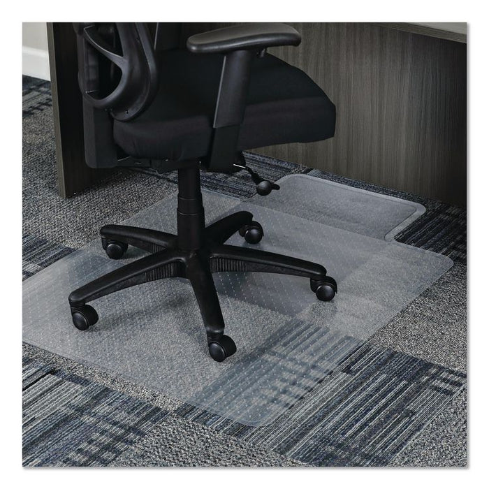 Studded Chair Mat for Flat Pile Carpeted Floors, Rectangular with Lip, Straight Edges, 36" x 48", Clear