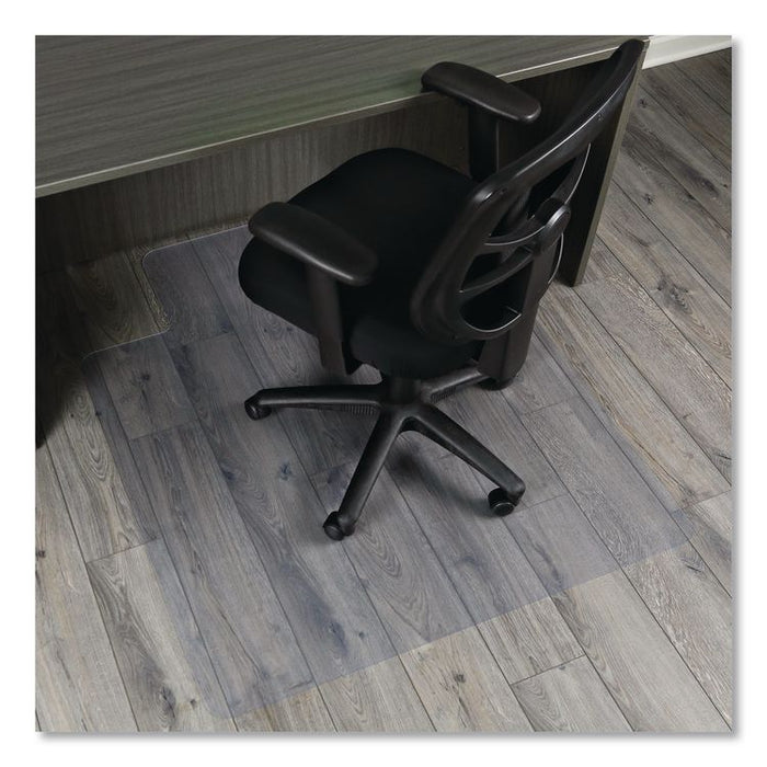 Non-Studded Chair Mat for Hard Floors, Rectangular with Wide Lip, Straight Edges, 45" x 53", Clear