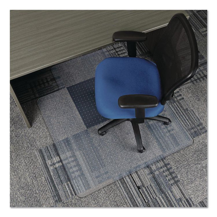 Studded Chair Mat for Flat to Low Pile Carpeted Floors, Rectangular with Wide Lip, Beveled Edges, 45" x 53", Clear