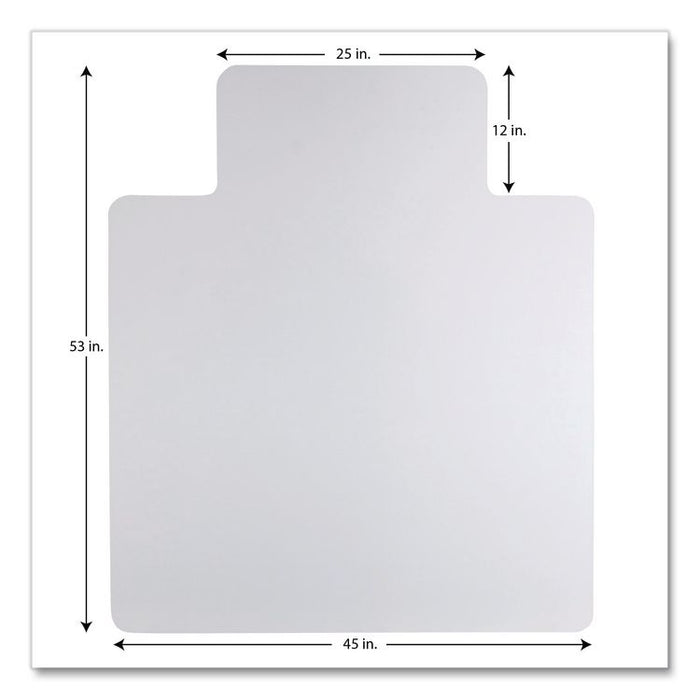 Non-Studded Chair Mat for Hard Floors, Rectangular with Wide Lip, Straight Edges, 45" x 53", Clear
