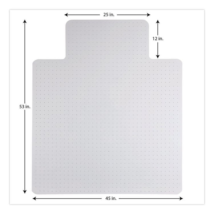 Studded Chair Mat for Flat to Low Pile Carpeted Floors, Rectangular with Wide Lip, Beveled Edges, 45" x 53", Clear