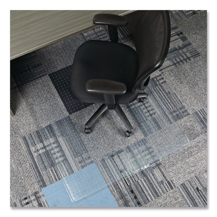 Studded Chair Mat for Flat Pile Carpeted Floors, Rectangular, Straight Edges, 46" x 60", Clear