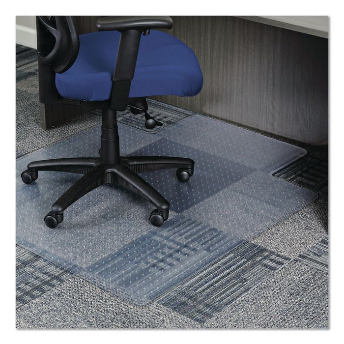 Studded Chair Mat for Flat to Low Pile Carpeted Floors, Rectangular with Wide Lip, Beveled Edges, 45" x 53", Clear