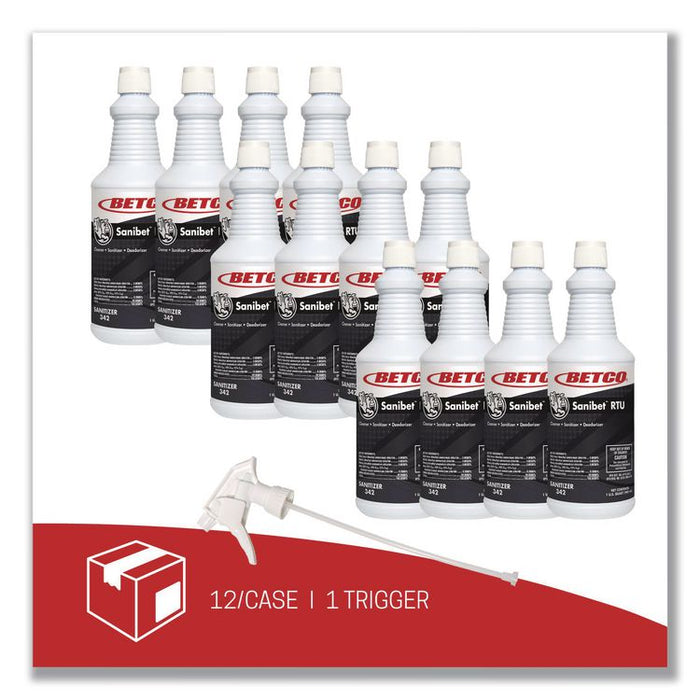 Symplicity Sanibet Multi-Range Sanitizer Disinfectant Deodorizer, 32 oz Bottle, 12 Bottles and One Trigger Sprayer/Carton
