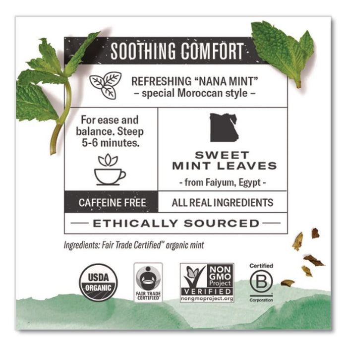 Organic Teas and Teasans, 1.4 oz Filterbag, Moroccan Mint, 18/Box