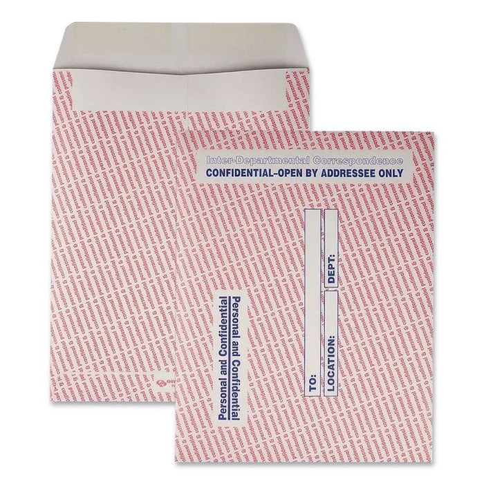 Gray/Red Paper Gummed Flap Personal and Confidential Interoffice Envelope, #97, 10 x 13, Gray/Red, 100/Box
