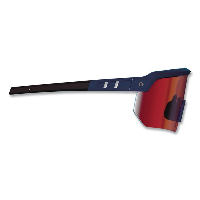 Skullerz AEGIR Color Enhancing Safety Glasses, Matte Blue Half Frame, Mirrored High Contrast Red Single Lens