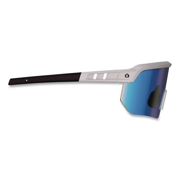 Skullerz AEGIR Color Enhancing Safety Glasses, Matte Gray Half Frame, Mirrored High Contrast Ice Blue Single Lens