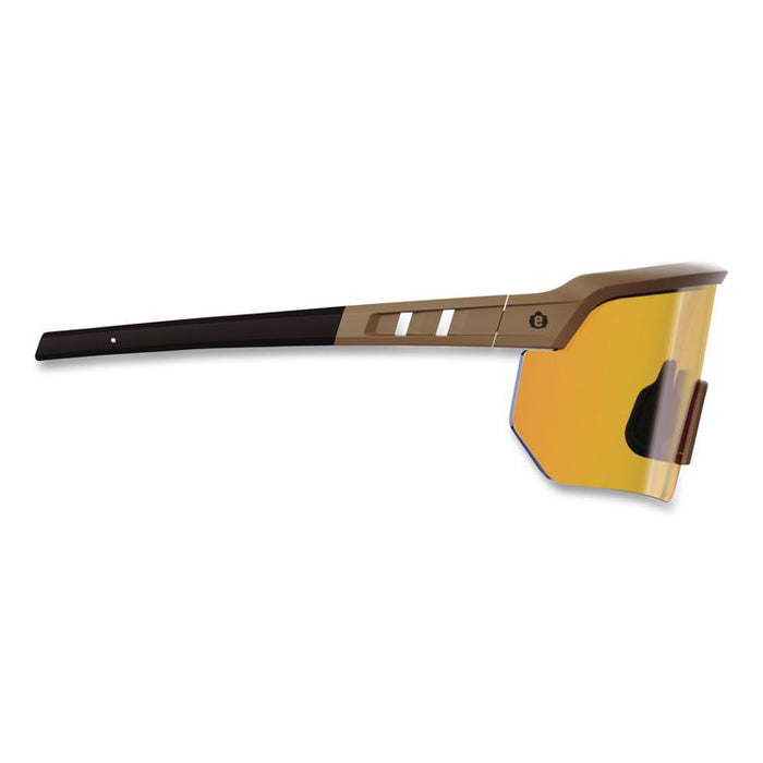 Skullerz AEGIR Color Enhancing Safety Glasses, Matte Desert Half Frame, Mirrored High Contrast Yellow Single Lens