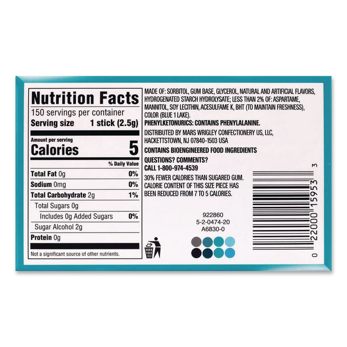 Extra Polar Ice Sugar-Free Gum, Polar Ice, 15 Sticks/Pack, 10 Packs/Carton