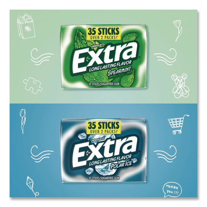 Extra Polar Ice and Spearmint Sugar-Free Gum Variety Pack, Polar Ice/Spearmint, 35 Sticks/Pack, 8 Packs/Carton