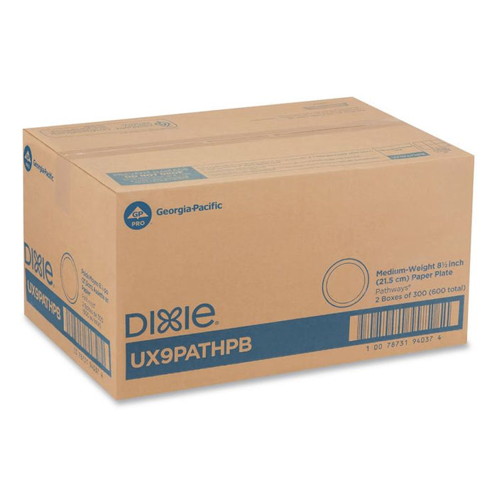 Pathways Medium-Weight Paper Plates, 8.5" dia, Pathways, 300/Box, 2 Boxes/Carton