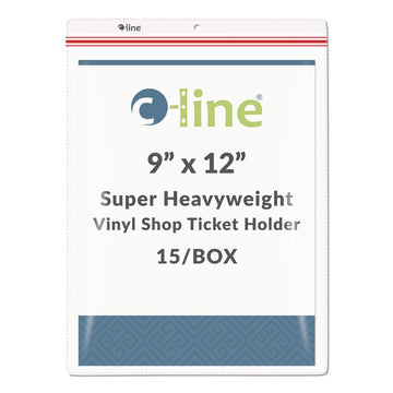 Industrial Zipper Seal Shop Ticket Holders, Super Heavy-Duty, Top Load 9 x 12 Insert, Clear Front, 15/Box