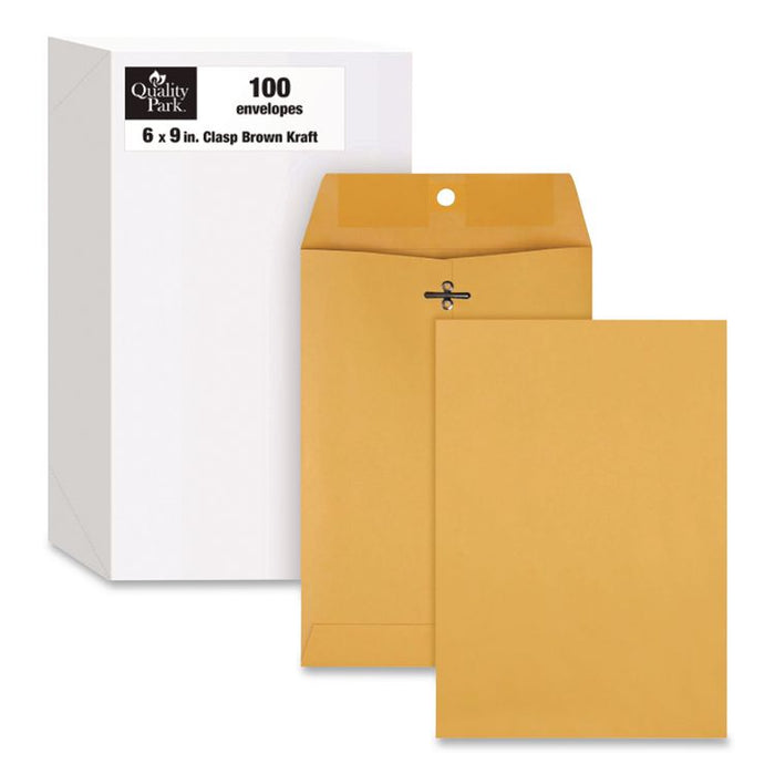 Clasp Envelope, 32 lb Bond Weight Kraft, #1, Square Flap, Clasp/Gummed Closure, 6 x 9, Brown Kraft, 100/Box