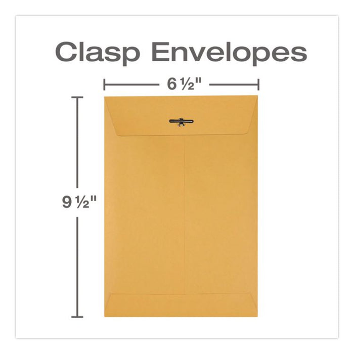 Clasp Envelope, 32 lb Bond Weight Kraft, #1 3/4, Square Flap, Clasp/Gummed Closure, 6.5 x 9.5, Brown Kraft, 100/Box