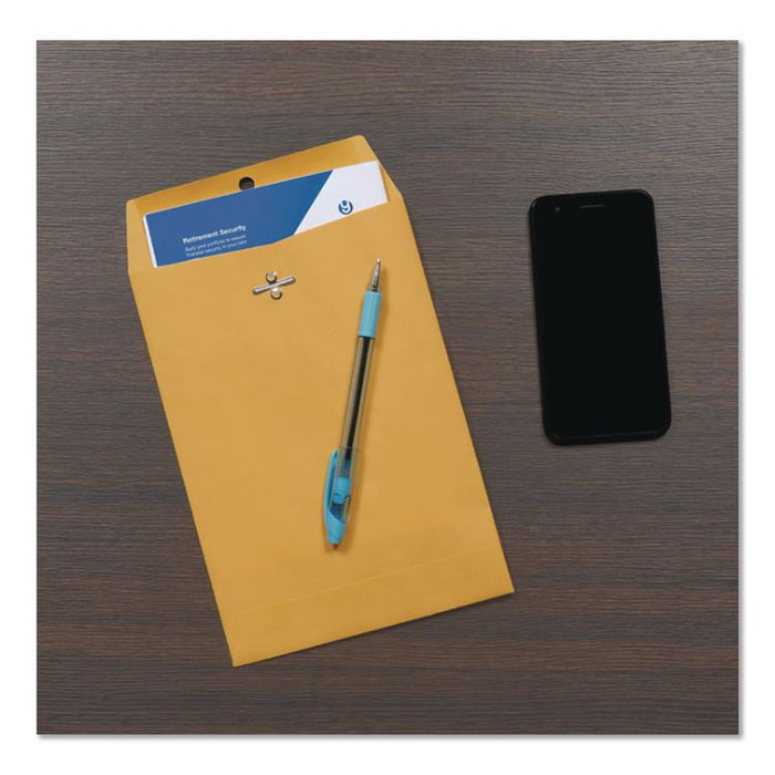 Clasp Envelope, 32 lb Bond Weight Kraft, #1 3/4, Square Flap, Clasp/Gummed Closure, 6.5 x 9.5, Brown Kraft, 100/Box