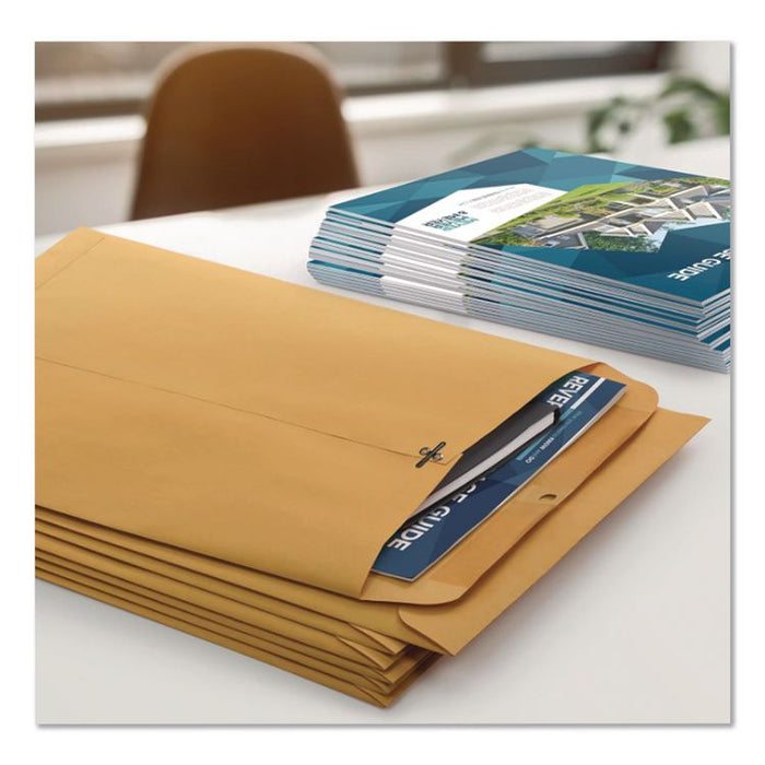 Clasp Envelope, 32 lb Bond Weight Kraft, #10 1/2, Square Flap, Clasp/Gummed Closure, 9 x 12, Brown Kraft, 100/Box