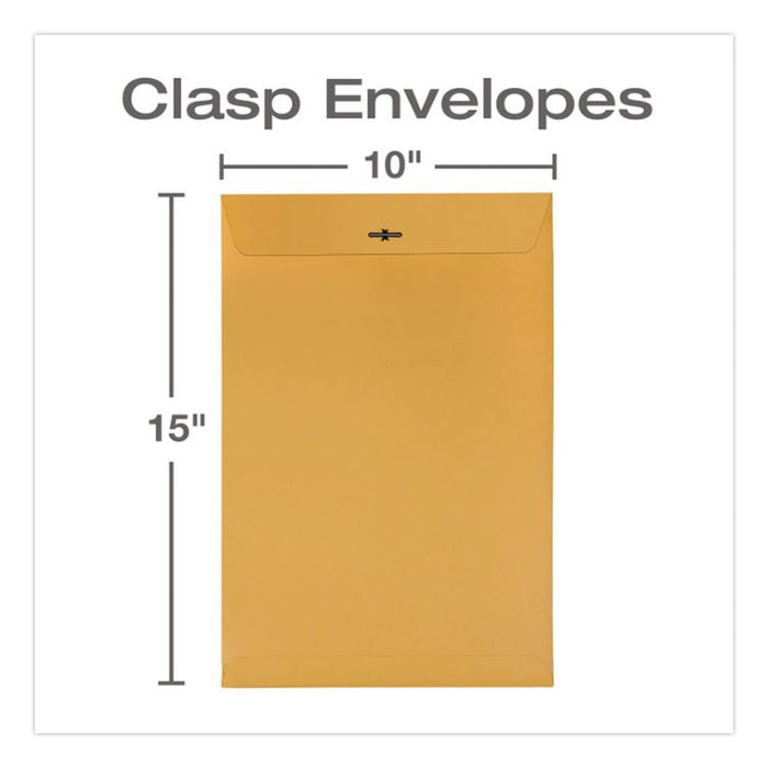 Clasp Envelope, 32 lb Bond Weight Kraft, #15, Square Flap, Clasp/Gummed Closure, 10 x 15, Brown Kraft, 100/Box