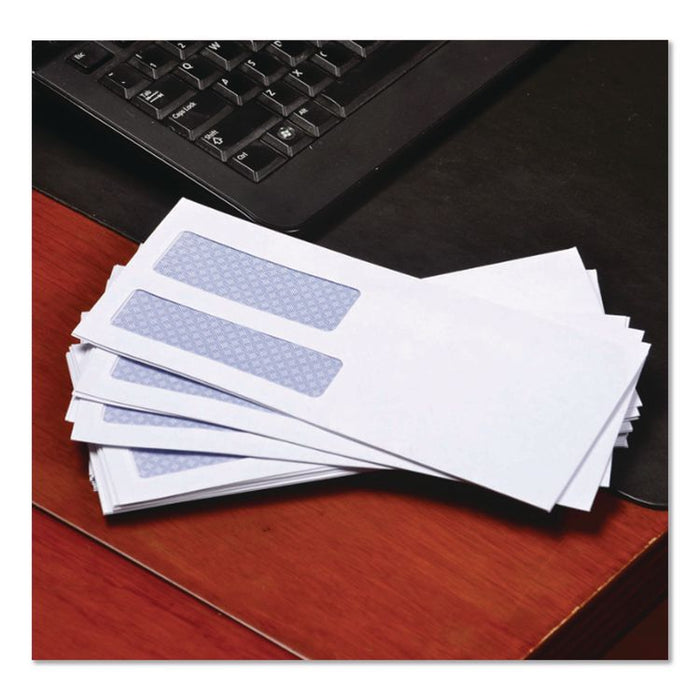 Double Window Security-Tinted Envelopes, #9, Commercial Flap, Redi-Seal Adhesive Closure, 3.88 x 8.88, White, 500/BX