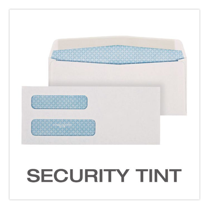 Double Window Security-Tinted Check Envelope, #8 5/8, Commercial Flap, Gummed Closure, 3.63 x 8.63, White, 500/Box
