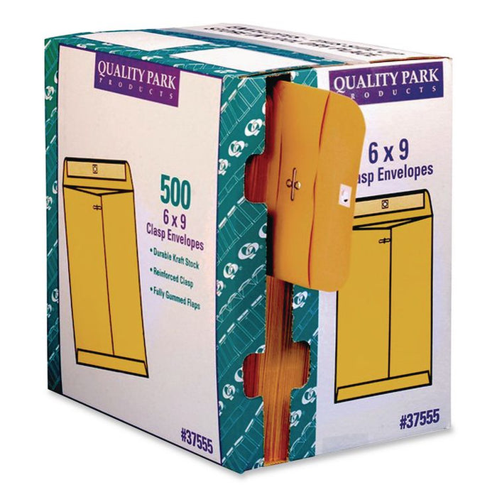 Clasp Envelope, 28 lb Bond Weight Kraft, #55, Square Flap, Clasp/Gummed Closure, 6 x 9, Brown Kraft, 500/Carton