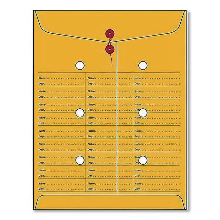 Brown Kraft String/Button Box-Style Interoffice Envelope, #97, Two-Sided Three-Column Format, 10 x 13, Brown Kraft, 100/Box