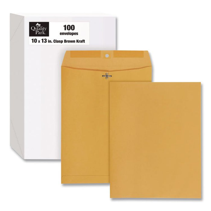 Clasp Envelope, 28 lb Bond Weight Kraft, #97, Square Flap, Clasp/Gummed Closure, 10 x 13, Brown Kraft, 100/Box