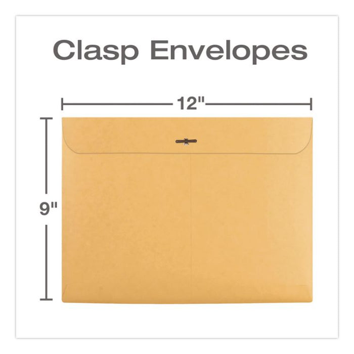 Redi-File Clasp Envelope, #90, Cheese Blade Flap, Clasp/Gummed Closure, 9 x 12, Brown Kraft, 100/Box