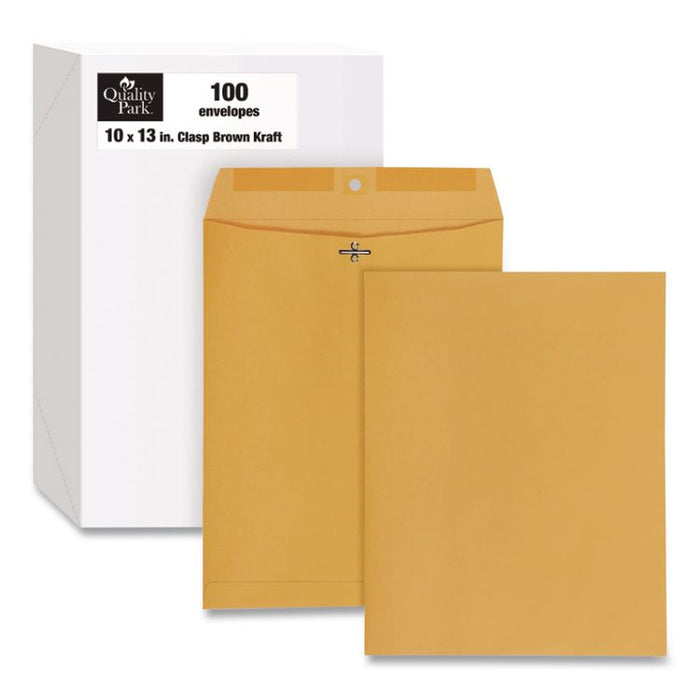 Clasp Envelope, 28lb Bond Weight Kraft, #97, Square Flap, Clasp/Gummed Closure, 10 x 13, Brown Kraft, 100/Box