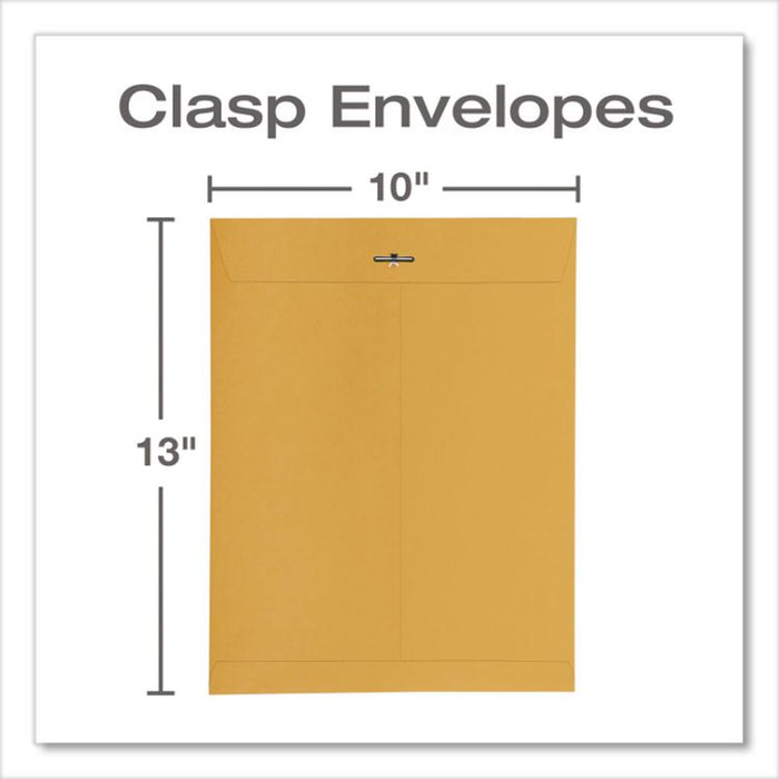 Clasp Envelope, 28lb Bond Weight Kraft, #97, Square Flap, Clasp/Gummed Closure, 10 x 13, Brown Kraft, 100/Box