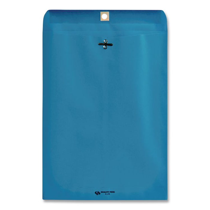 Clasp Envelope, 28 lb Bond Weight Kraft, #90, Square Flap, Clasp/Gummed Closure, 9 x 12, Blue, 10/Pack