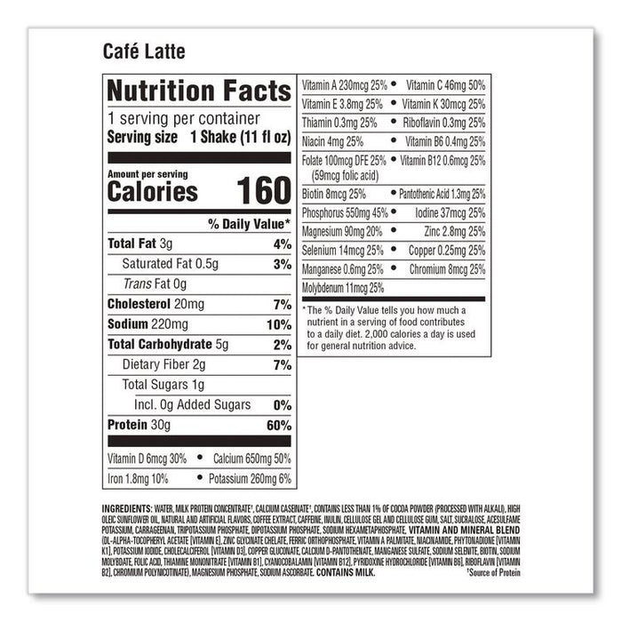 Cafe Latte Shake, 11 oz Bottle, 15/Carton