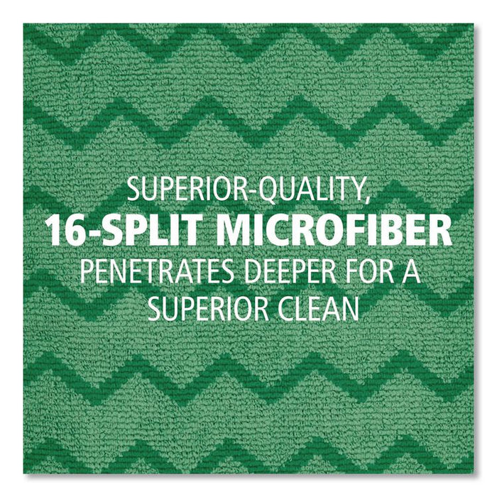 Reusable Cleaning Cloths, Microfiber, 16 x 16, Green, 12/Carton