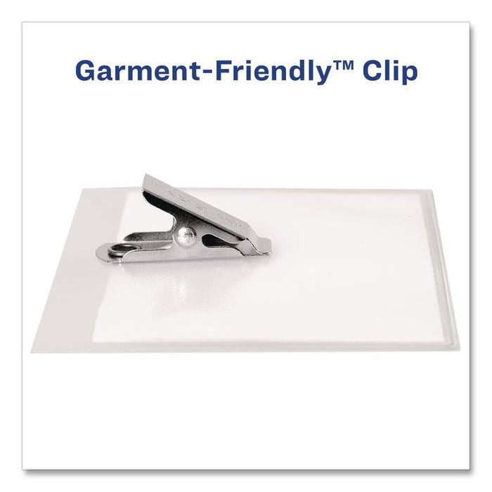 Clip-Style Name Badge Kit, Clear, 3 x 4 Insert, 50 Badges/Box, 5 Boxes/Carton