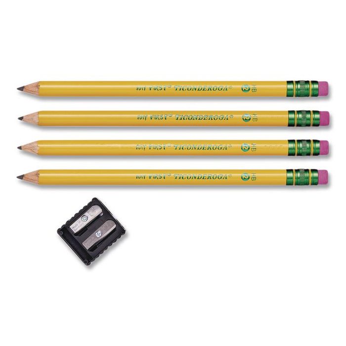 Ticonderoga My First Wooden Pencil, HB (#2), Black Lead, Yellow Barrel, 4/Pack