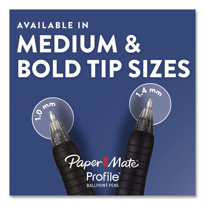 Profile Ballpoint Pen, Retractable, Bold 1.4 mm, Assorted Ink and Barrel Colors, 12/Set