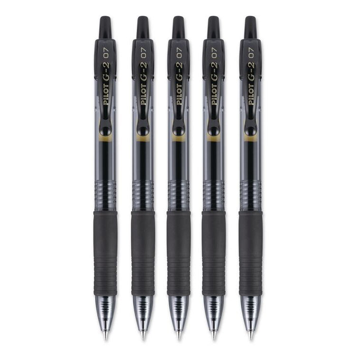 G2 Premium Gel Pen, Retractable, Fine 0.7 mm, Black Ink, Smoke/Black Barrel, 5/Pack