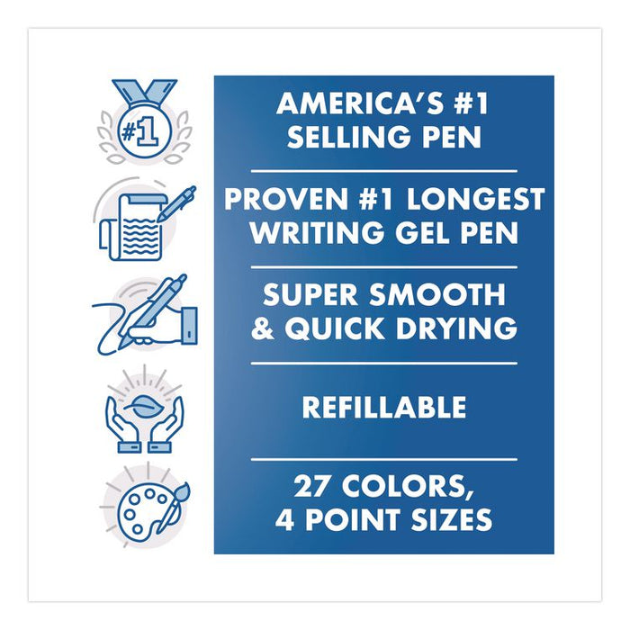 G2 Premium Gel Pen, Retractable, Fine 0.7 mm, Black Ink, Smoke/Black Barrel, 5/Pack