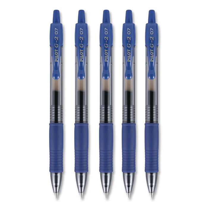 G2 Premium Gel Pen, Retractable, Fine 0.7 mm, Blue Ink, Smoke/Blue Barrel, 5/Pack