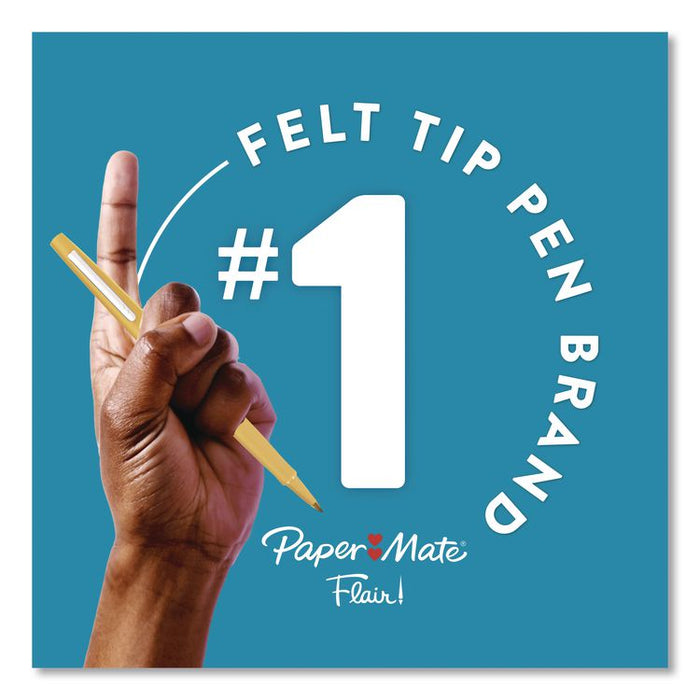 Flair Felt Tip Porous Point Pen, Stick, Medium 0.7 mm, Red Ink, Red Barred, 4/Pack