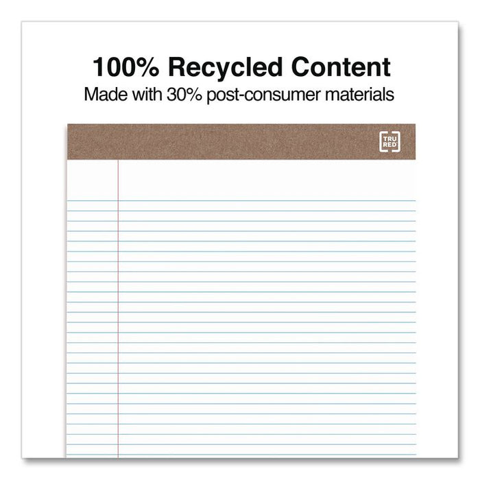 100% Recycled Notepads, Narrow Rule, (50) White 8.5 x 11 Sheets, Dozen