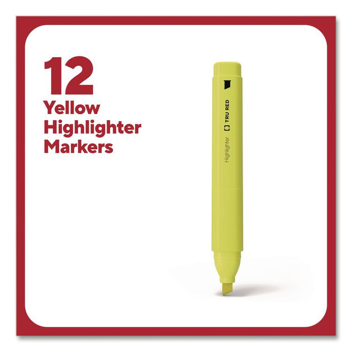 Tank Highlighters with Grip, Fluorescent Yellow Ink, Chisel Tip, Yellow Barrel, Dozen