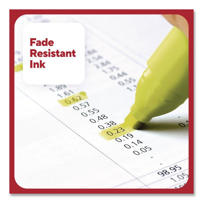 Tank Highlighters with Grip, Fluorescent Yellow Ink, Chisel Tip, Yellow Barrel, Dozen