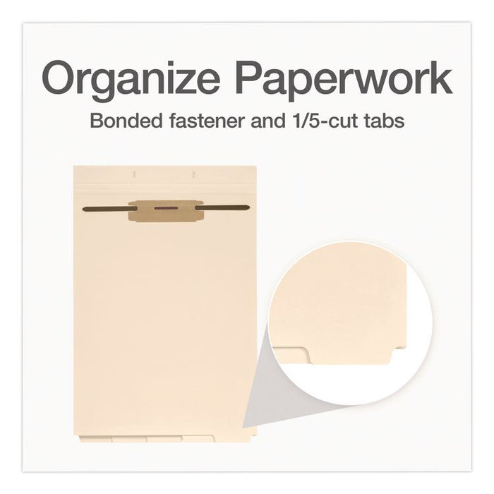 File Divider Set, End Tab: 1/5-Cut, 1 Fastener, Letter Size, Manila, 50/Pack