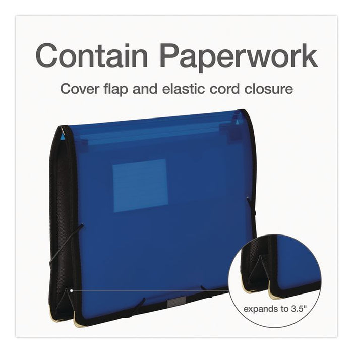 UltraColor Expanding Wallet with Elastic Closure, 3.5" Expansion, 1 Section, Letter Size, Blue
