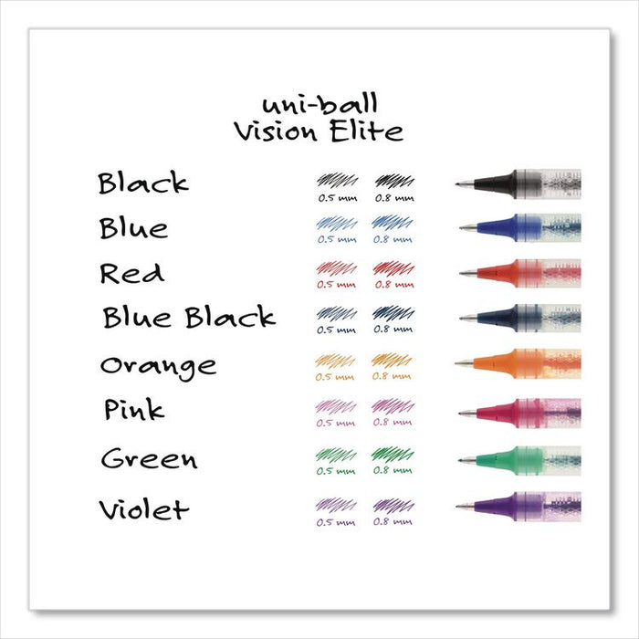 VISION ELITE Rollerball Pen, Stick, Bold 0.8 mm, Black Ink, White/Black/Clear Barrel, 4/Pack